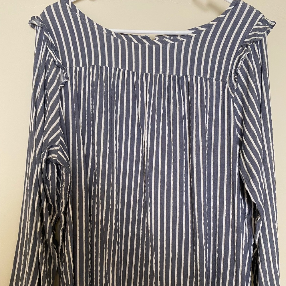 LOFT Ruffle Stripe Blouse